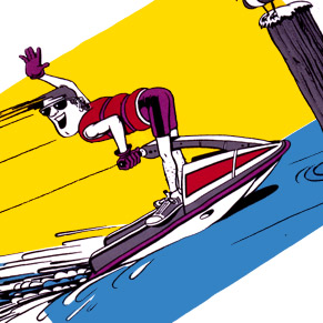 Reckless jet skier cartoon